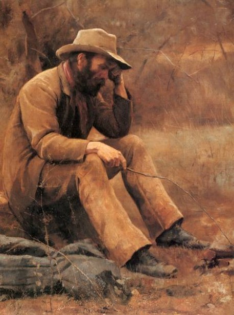 McCubbin Down on his Luck detail by Frederick McCubbin