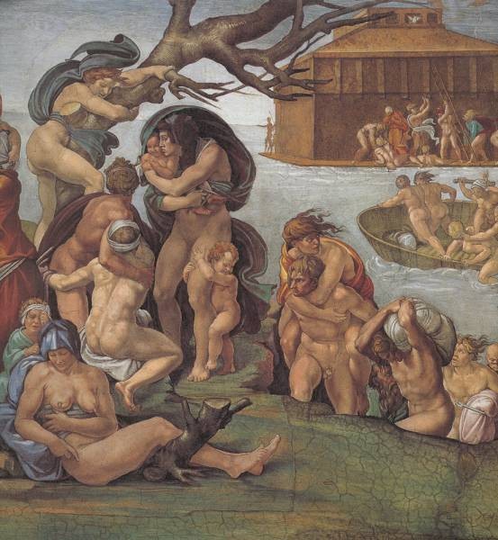 Sistine Chapel Ceiling Genesis Noah 7 9 The Flood Left View