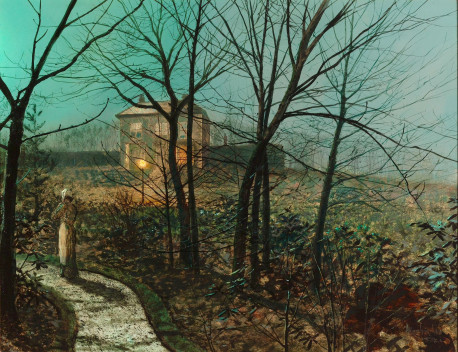 Woman on a path by a cottage 1882 John Atkinson Grimshaw