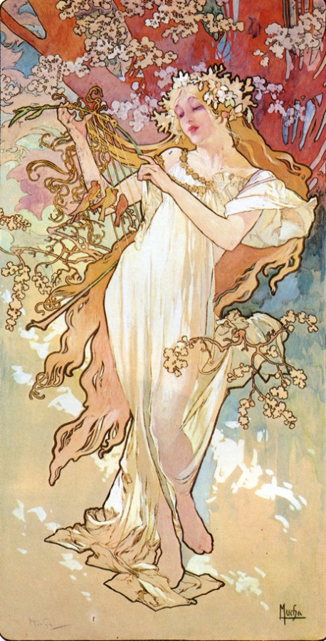 Spring From The Seasons Series. 1896 by Alphonse Mucha